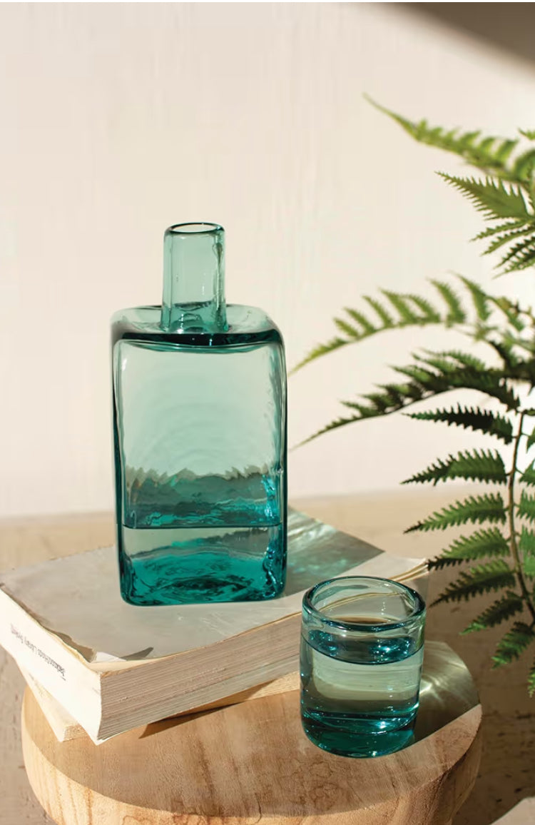 Bedside Water Carafe and Drinking Glass