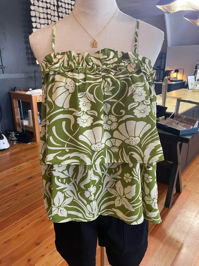 Spaghetti Strap Ruffled Top