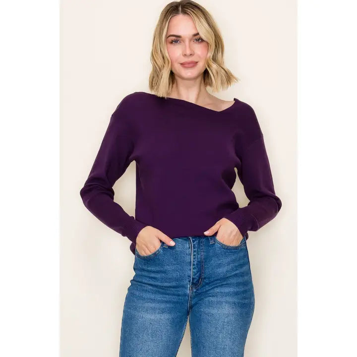 Asymmetrical Neck Sweater