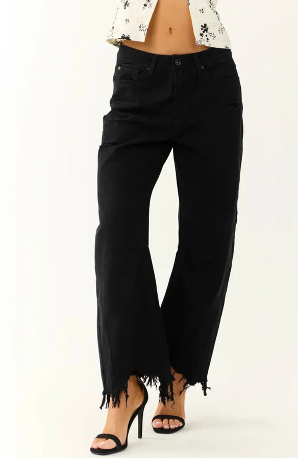 Special A Distressed Charcoal Barrel Jeans