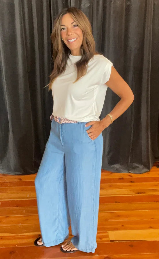 Wide-Leg Lyocell Pants