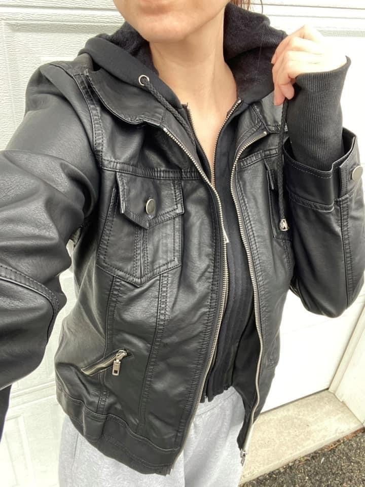 Vegan Leather Hooded Jacket