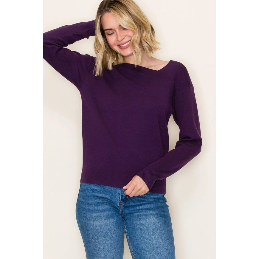 Asymmetrical Neck Sweater