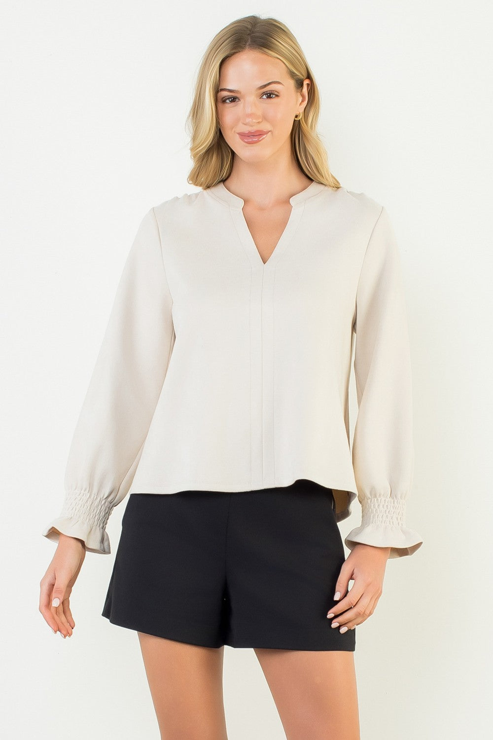 THML Suede V-neck Top