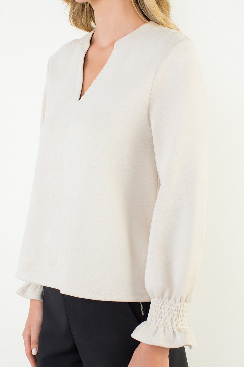 THML Suede V-neck Top