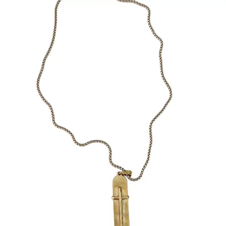Long Cross – Necklace with Hammered Cross Drop