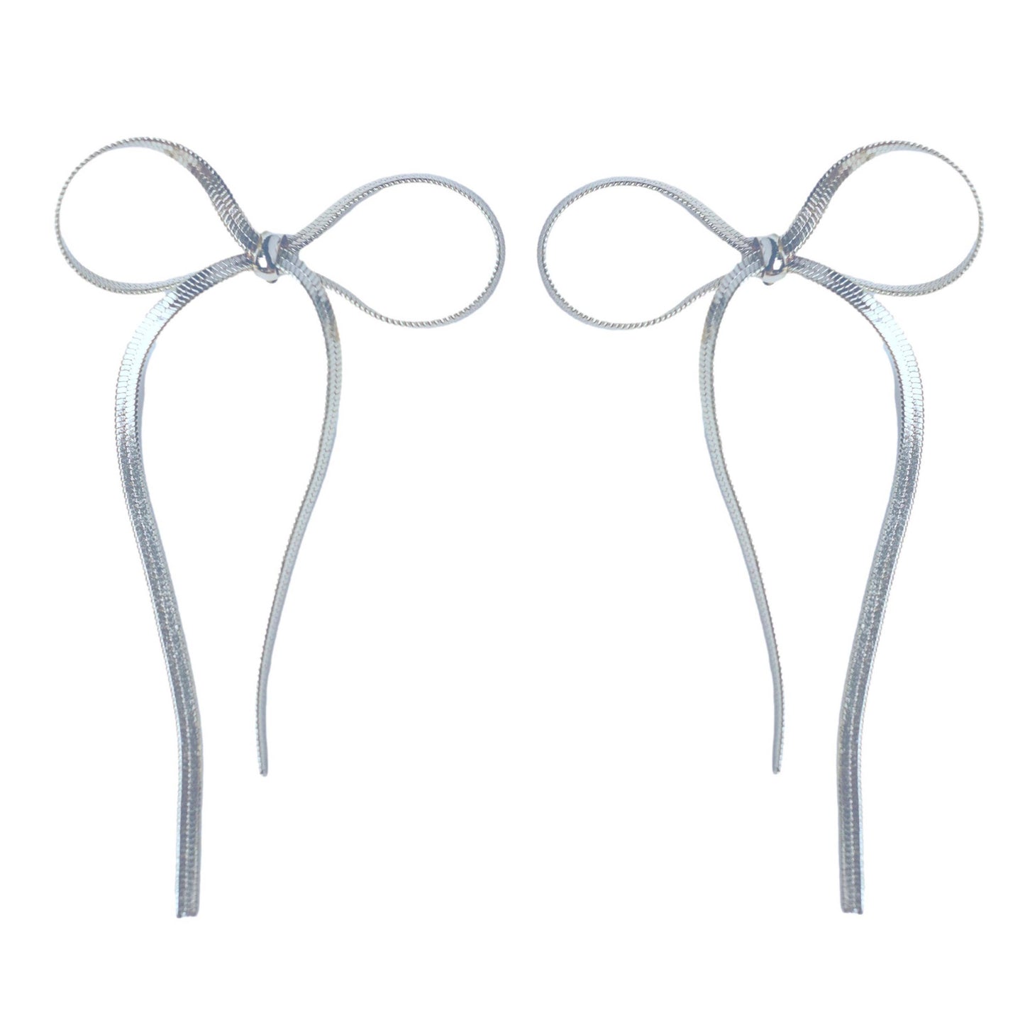 Silver Plated Duster Bow Statement Earrings