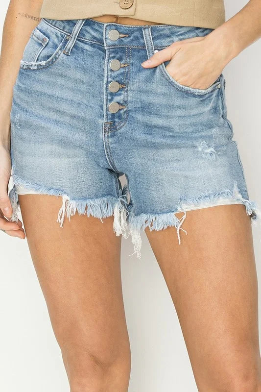 Risen Step Down Side Hem Shorts