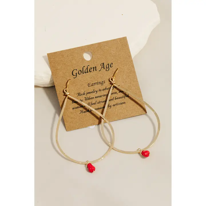 Handmade Thin Teardrop Cutout Earrings