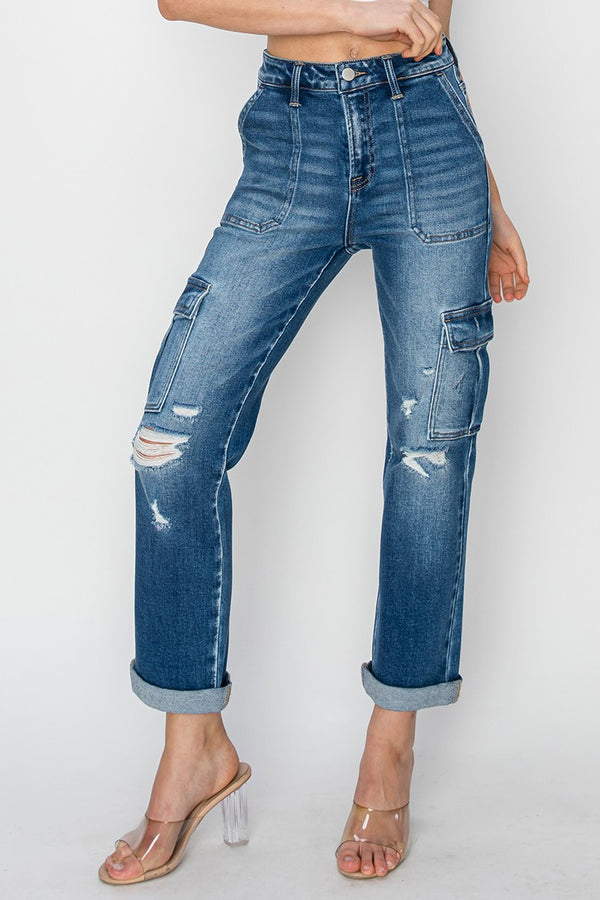 Risen Highway Chic High Rise Cargo Jeans