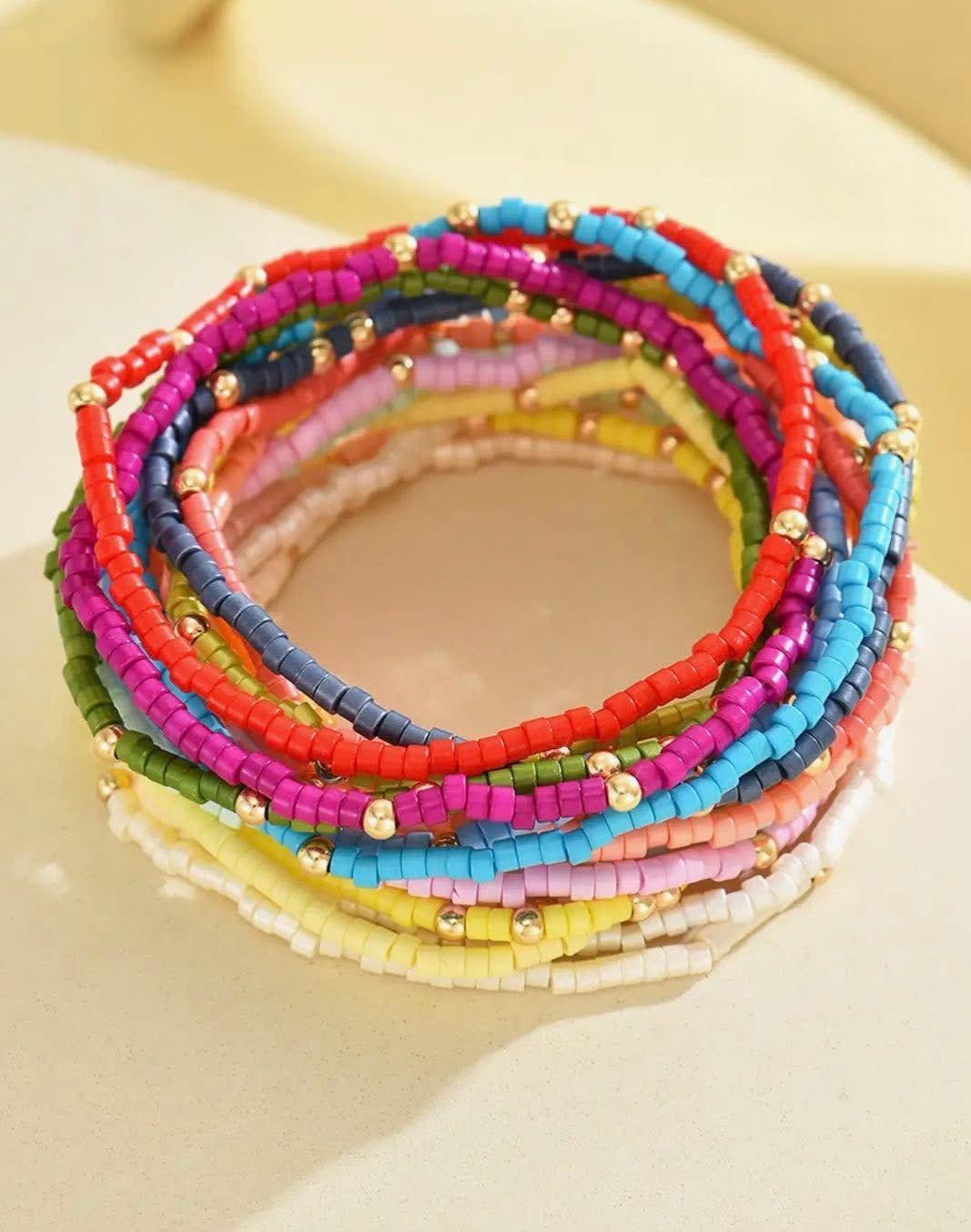 Colorful Bead Stretch Bracelet Set