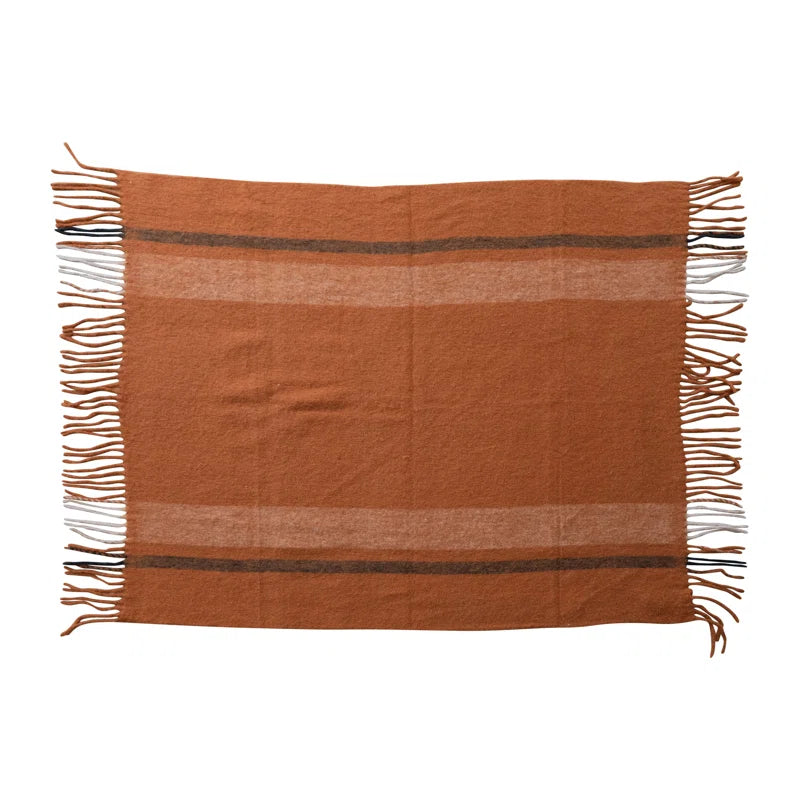Striped Fringe Throw Blanket