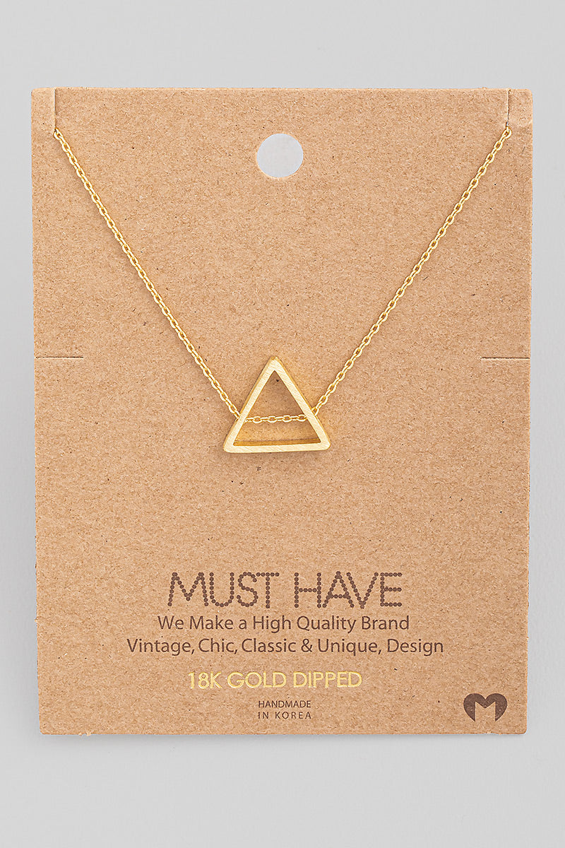 Brushed Triangle Cut Out Pendant Necklace