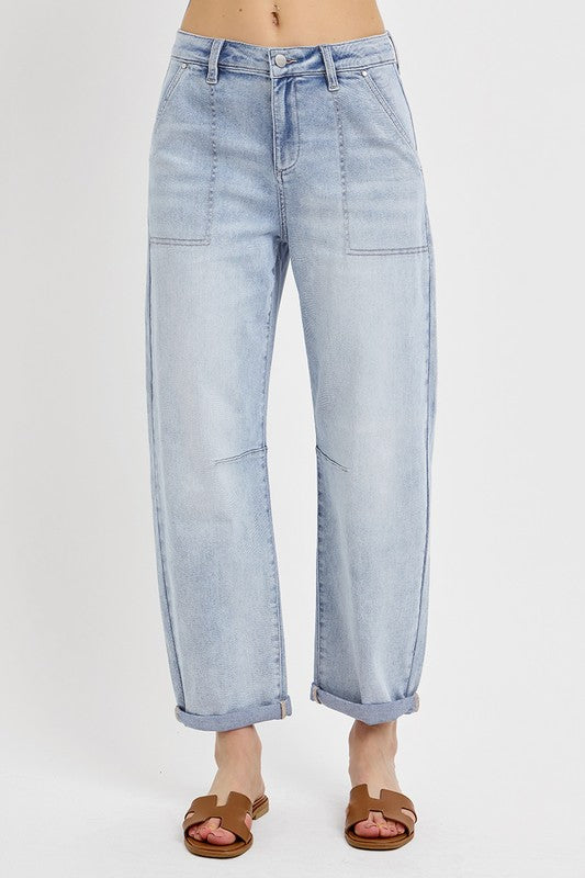 Risen Patch Pocket Barrel Cuffed Jeans