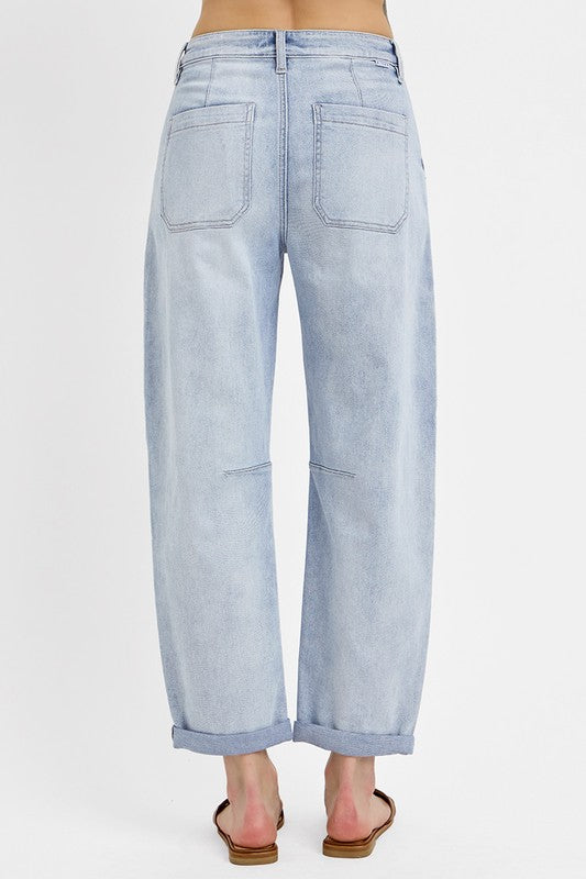 Risen Patch Pocket Barrel Cuffed Jeans