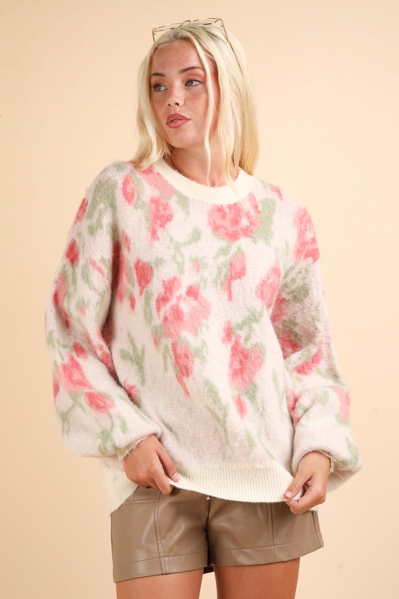 Garden Bliss Floral Print Knit Sweater