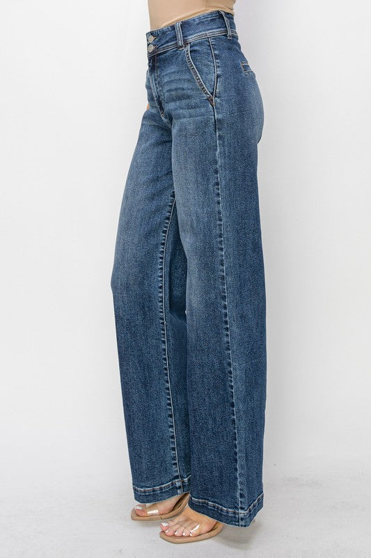 Risen New Heights Double Button High Rise Jeans