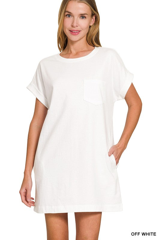 Premium Cotton T-Shirts Dress With Pockets