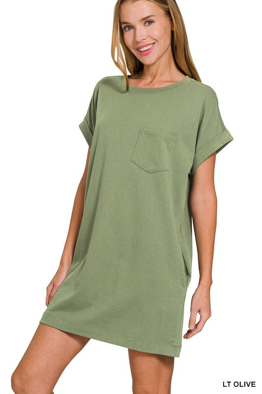 Premium Cotton T-Shirts Dress With Pockets