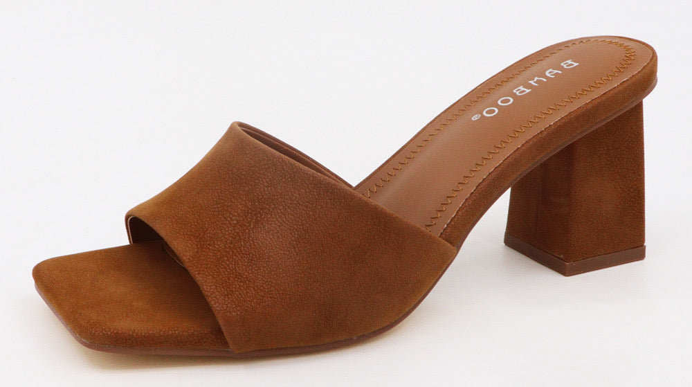 Camel Suede Block Heel Sandals