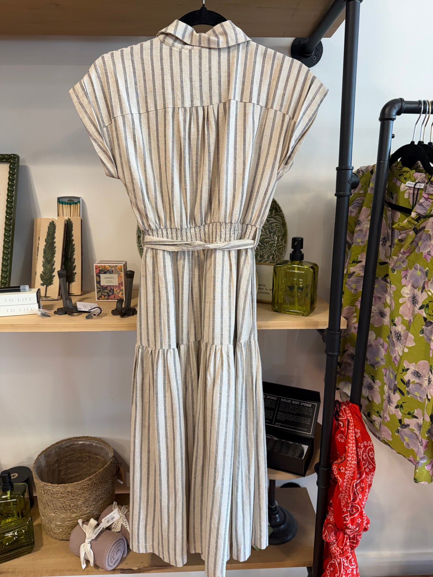 Button Front Striped Dress