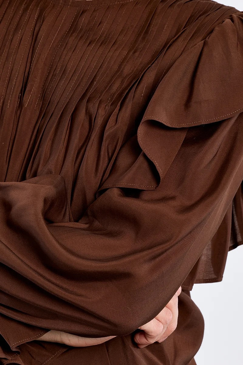 Molly Chocolate Ruffle Blouse