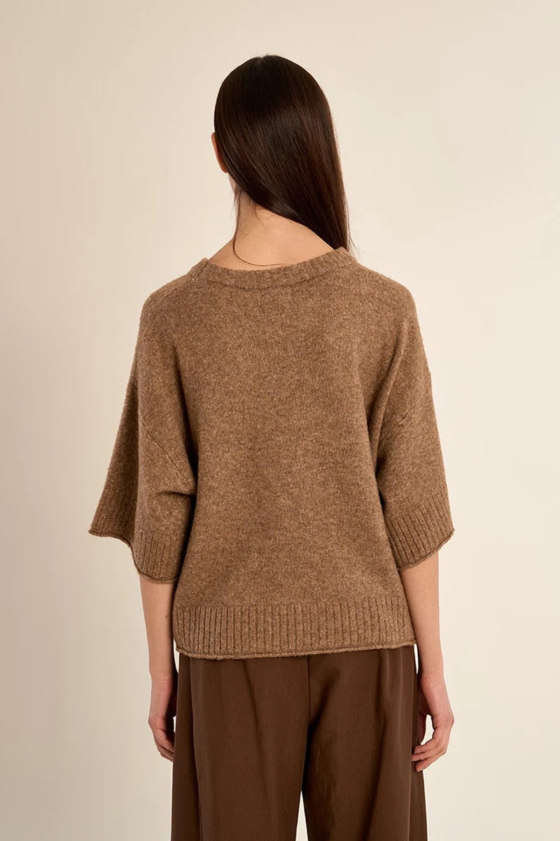 Camel Flared Knit Sweater