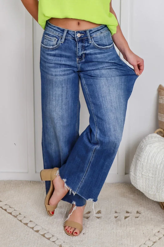 Lovervet by Flying Monkey Mid Rise Crop Wide Leg Jeans
