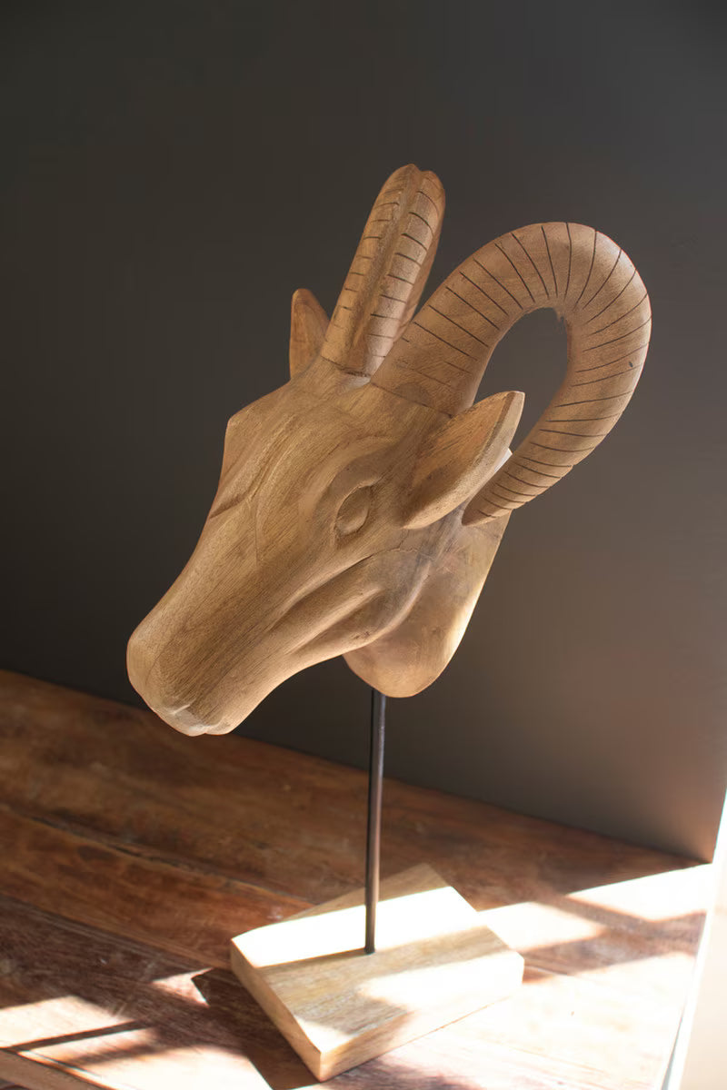 Carved Mango Wood African Animal Head