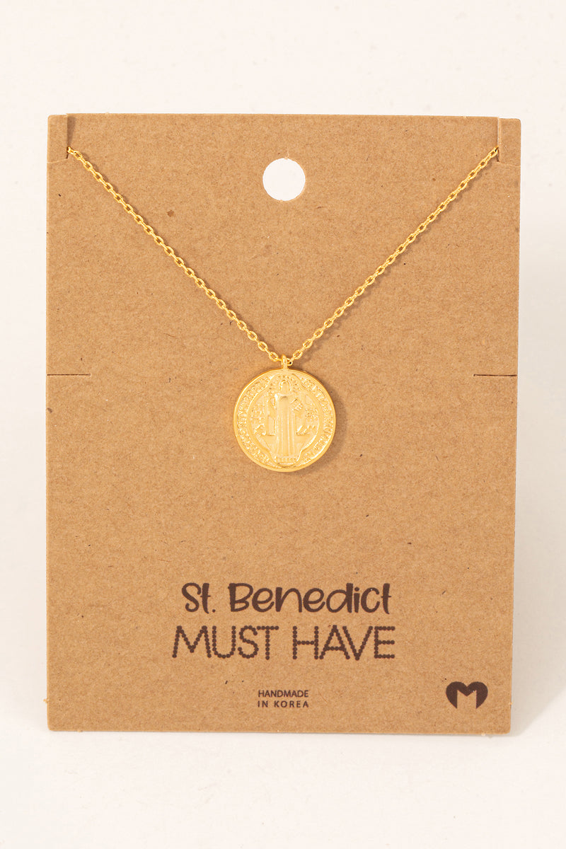Mini Saint Benedict Pendant Necklace