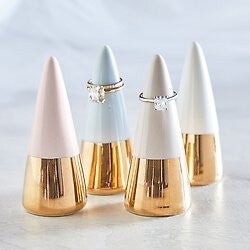 Grey Ceramic Ring Cone Dipped in Gold