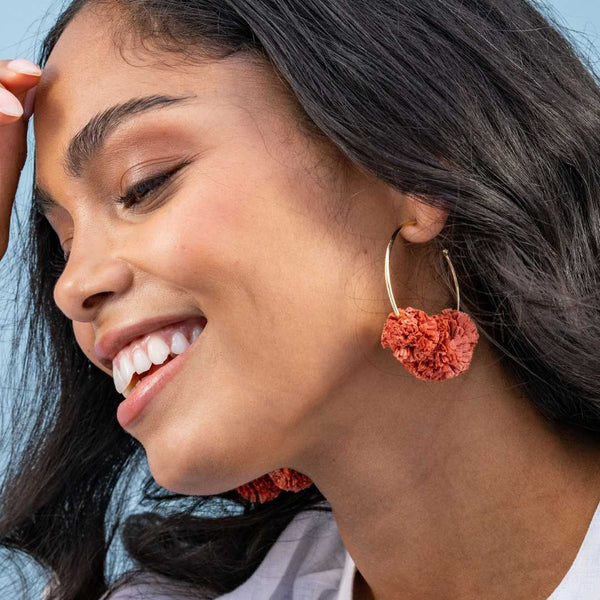 Rita Raffia Poms Earrings