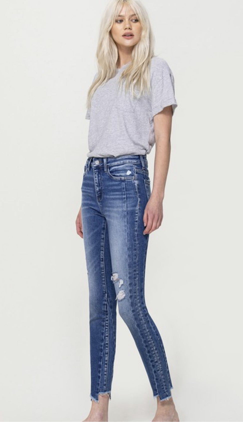 VERVET MID RISE ANKLE SKINNY W/ UNEVEN HEM