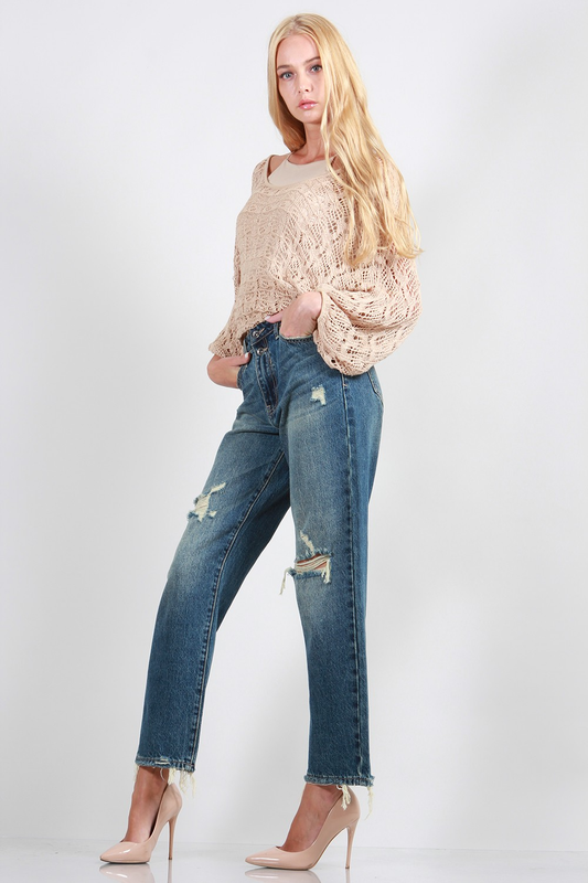 Special A High Rise Distressed Dad Jeans