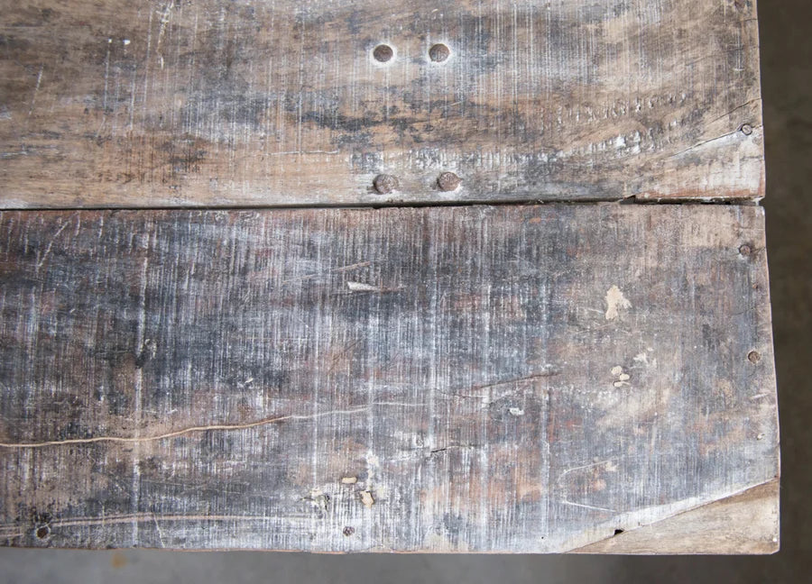 Reclaimed Wood Folding Table with Tin Patches
