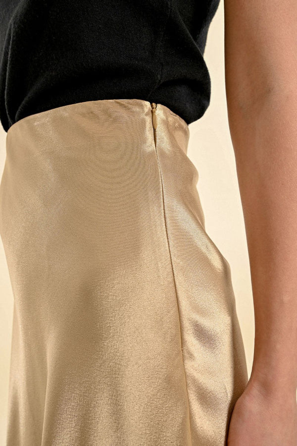 All Day Chic Long Satin Skirt