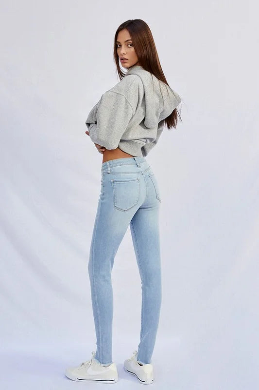 Insane Gene Mid Rise Raw Hem Skinny Jeans