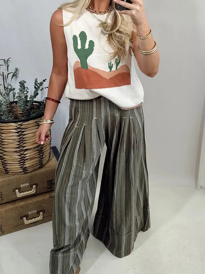 Desert-Inspired Sleeveless Knit Vest