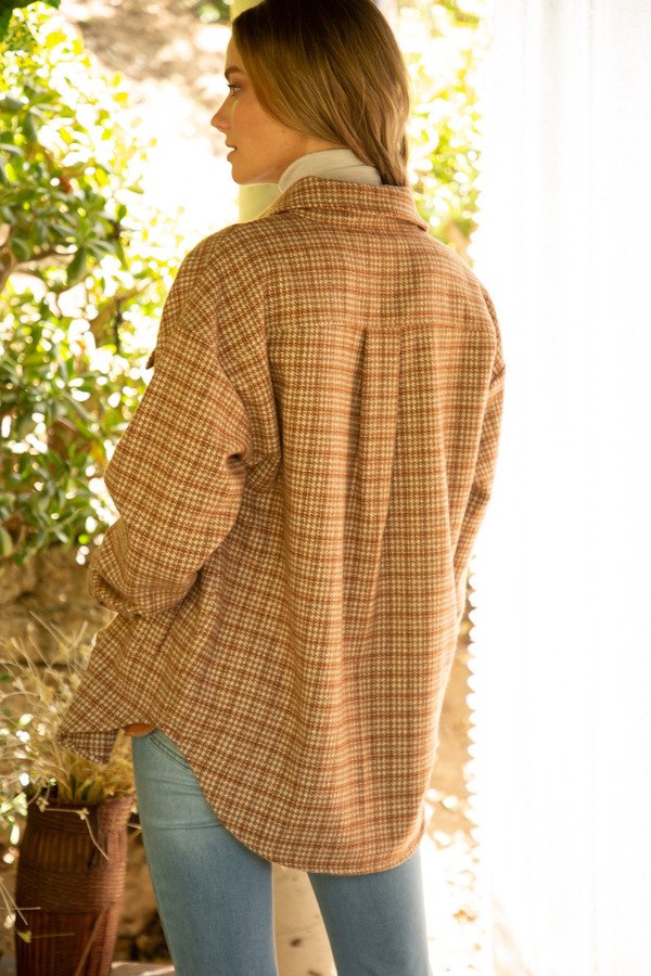 Miles Away Haundstooth Plaid Shacket