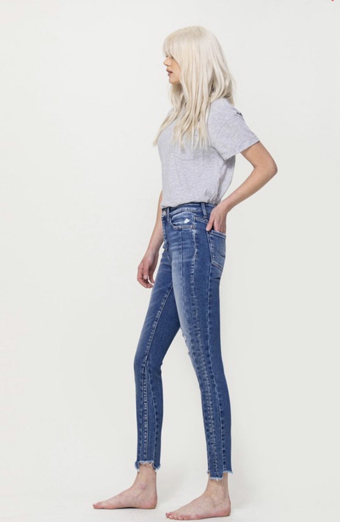 VERVET MID RISE ANKLE SKINNY W/ UNEVEN HEM