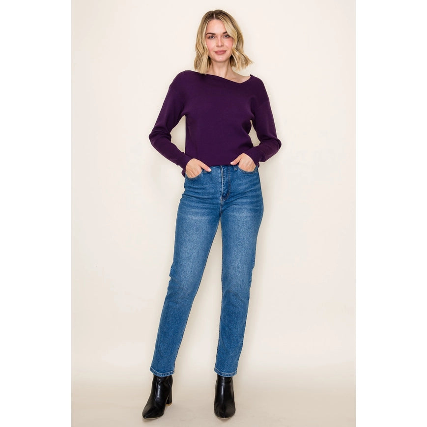 Asymmetrical Neck Sweater