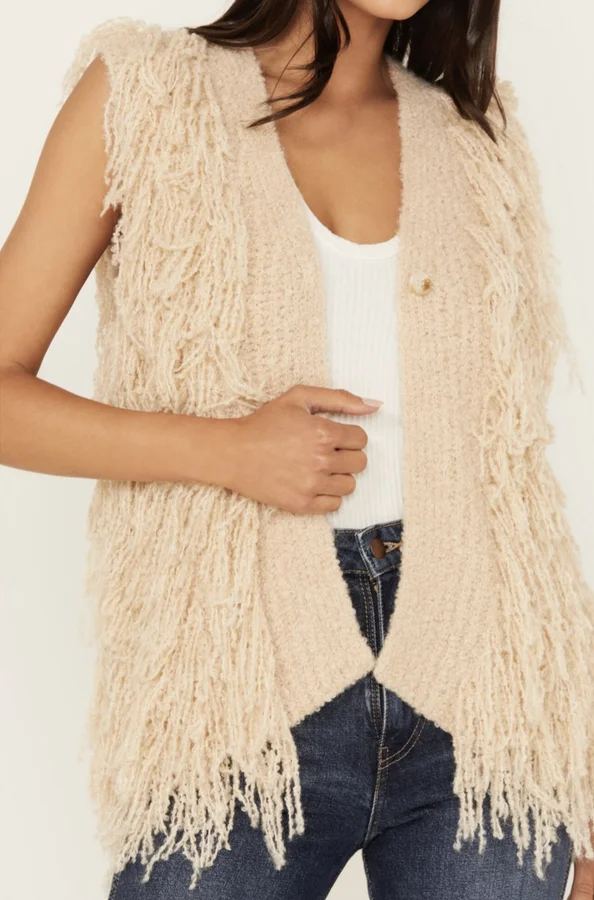 All For Love Knitted Fringe Sweater Vest