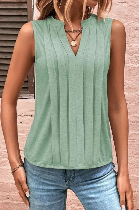 Pleated Front Sleeveless Top