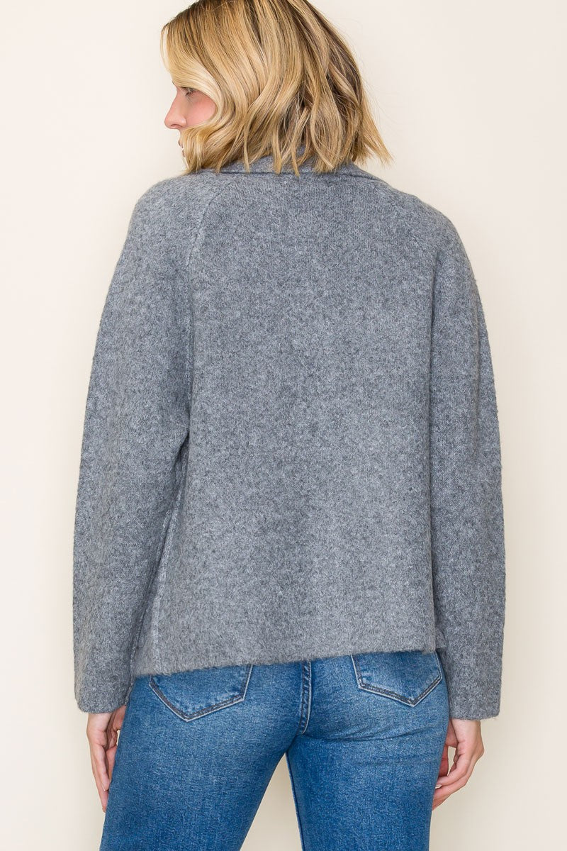 Collared Button Down Sweater Jacket