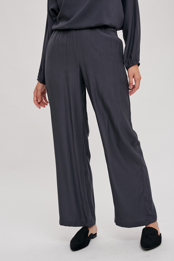 About Time Navy Elastic Waist Pants