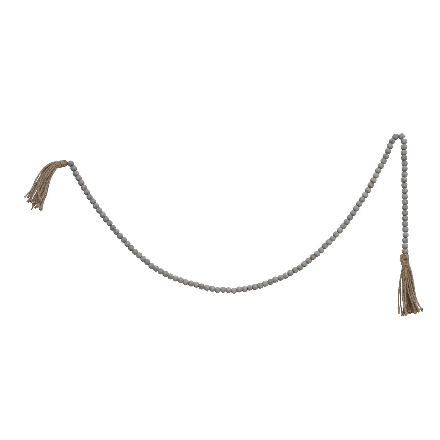Jute And Wood Bead Garland With Tassels