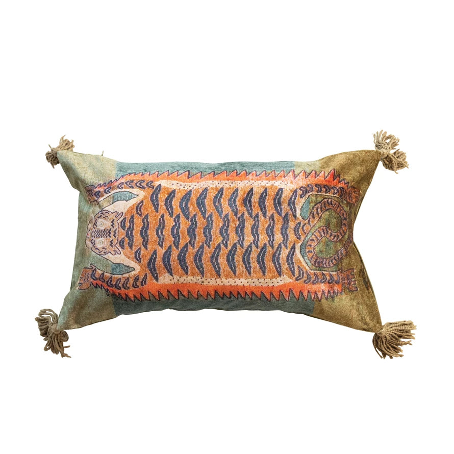 Velvet Tiger Lumbar Pillow