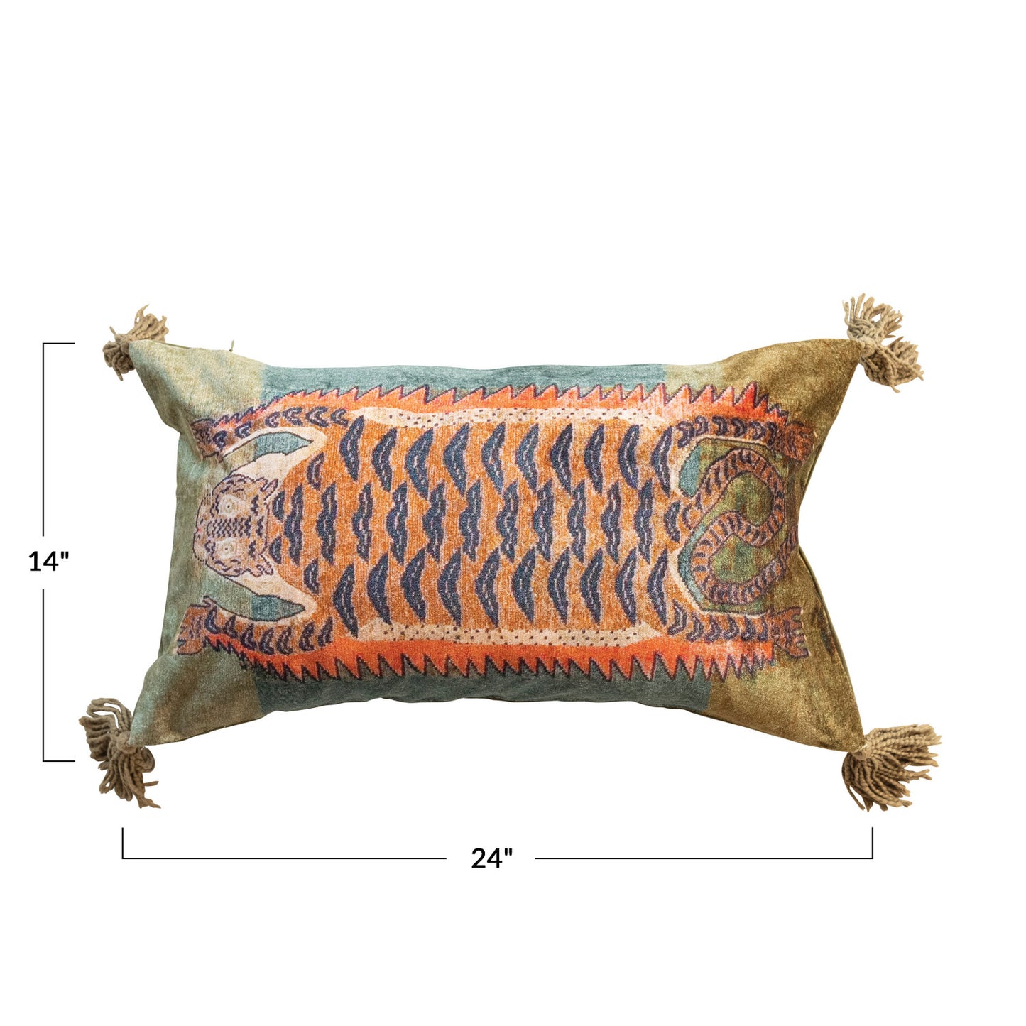 Velvet Tiger Lumbar Pillow