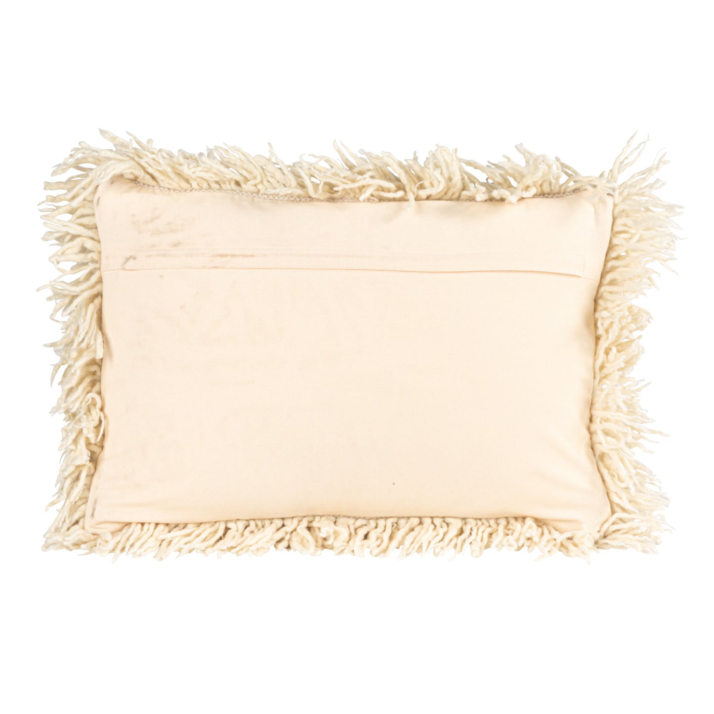 Woven New Zealand Wool Shag Lumbar Pillow With Cotton Back