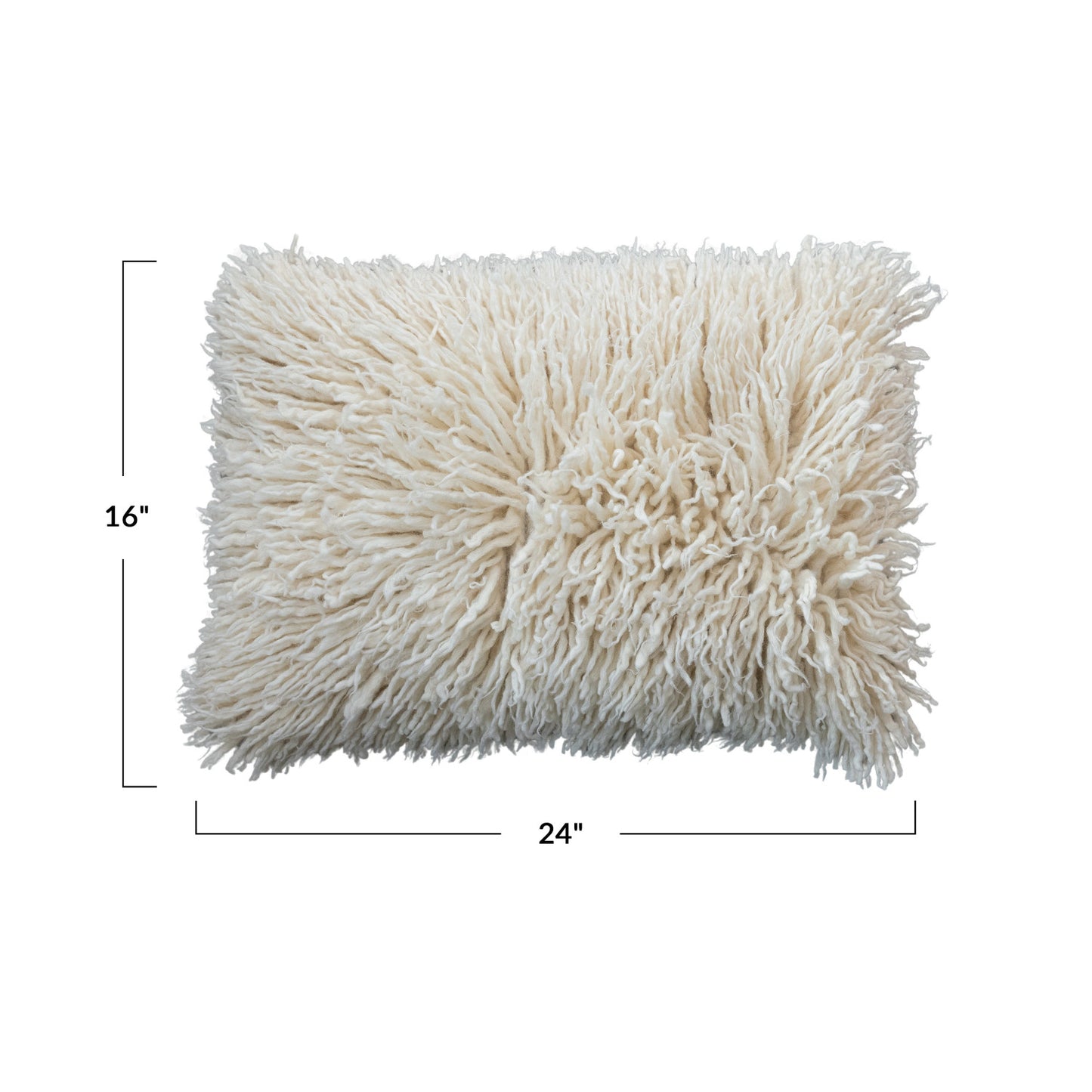 Woven New Zealand Wool Shag Lumbar Pillow With Cotton Back